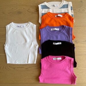 Zara Plain Rib Knit Tank (Lot of 6)